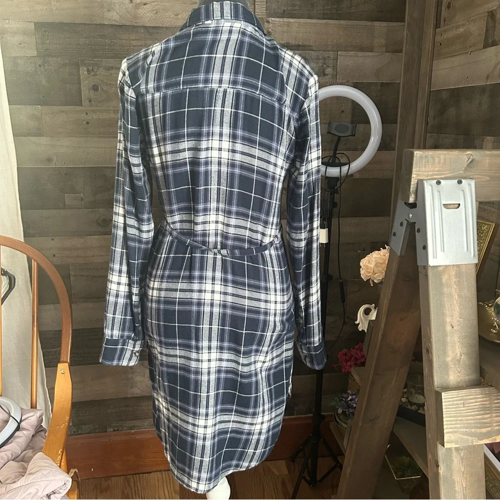 Abercrombie & Fitch Blue Plaid Long Sleeve Dress - Picture 4 of 9
